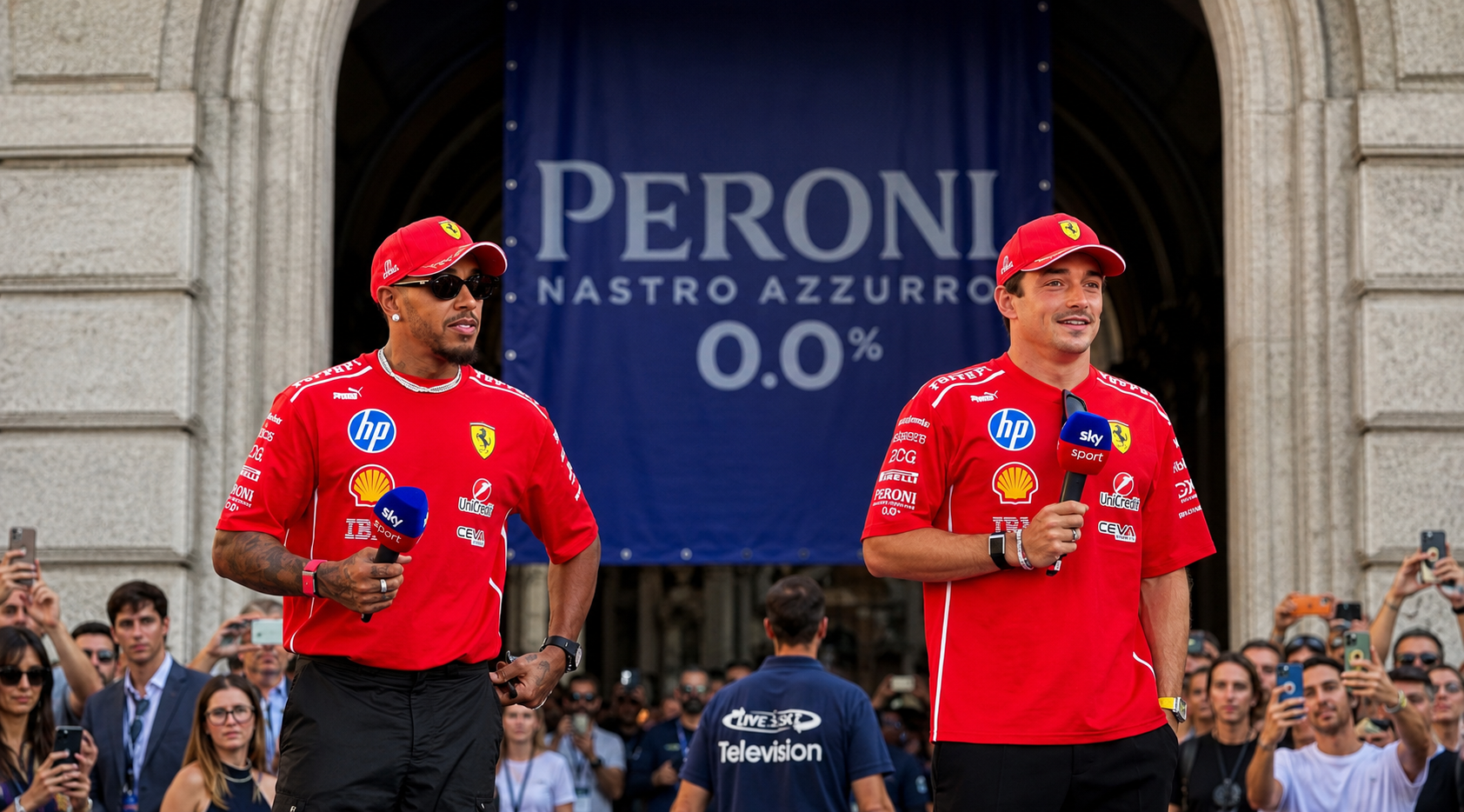 Milan Turns Red:Hamilton and Leclerc Welcomed by Thousands of Tifosi